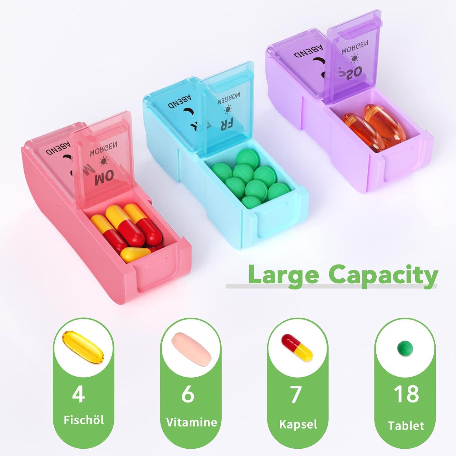 Pillendose für 7 Tage 2 Fächer, Abnehmbare Tablettenbox