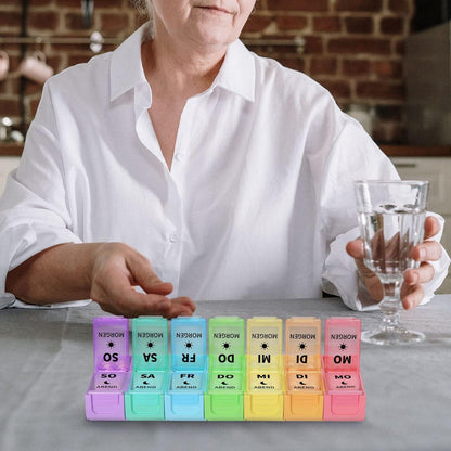 Wochen-Pillendose 7 Tage 2 Fächer für Morgens Abends, Abnehmbar