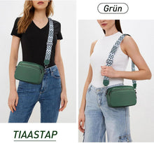 Damen Crossbody Bag Echtes Leder Umhängetasche mit breitem
