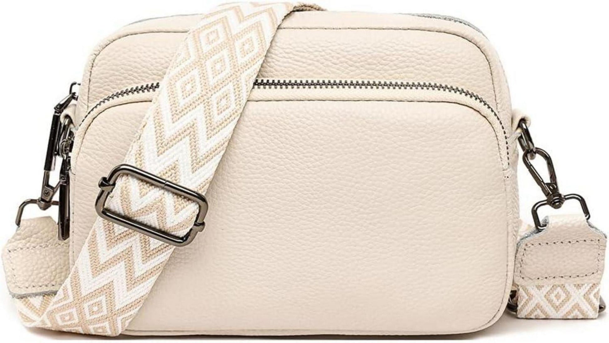 Damen Umhängetasche Echtes Leder Crossbody Bag mit breitem
