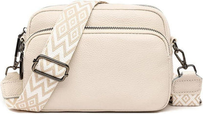 Damen Umhängetasche Echtes Leder Crossbody Bag mit breitem