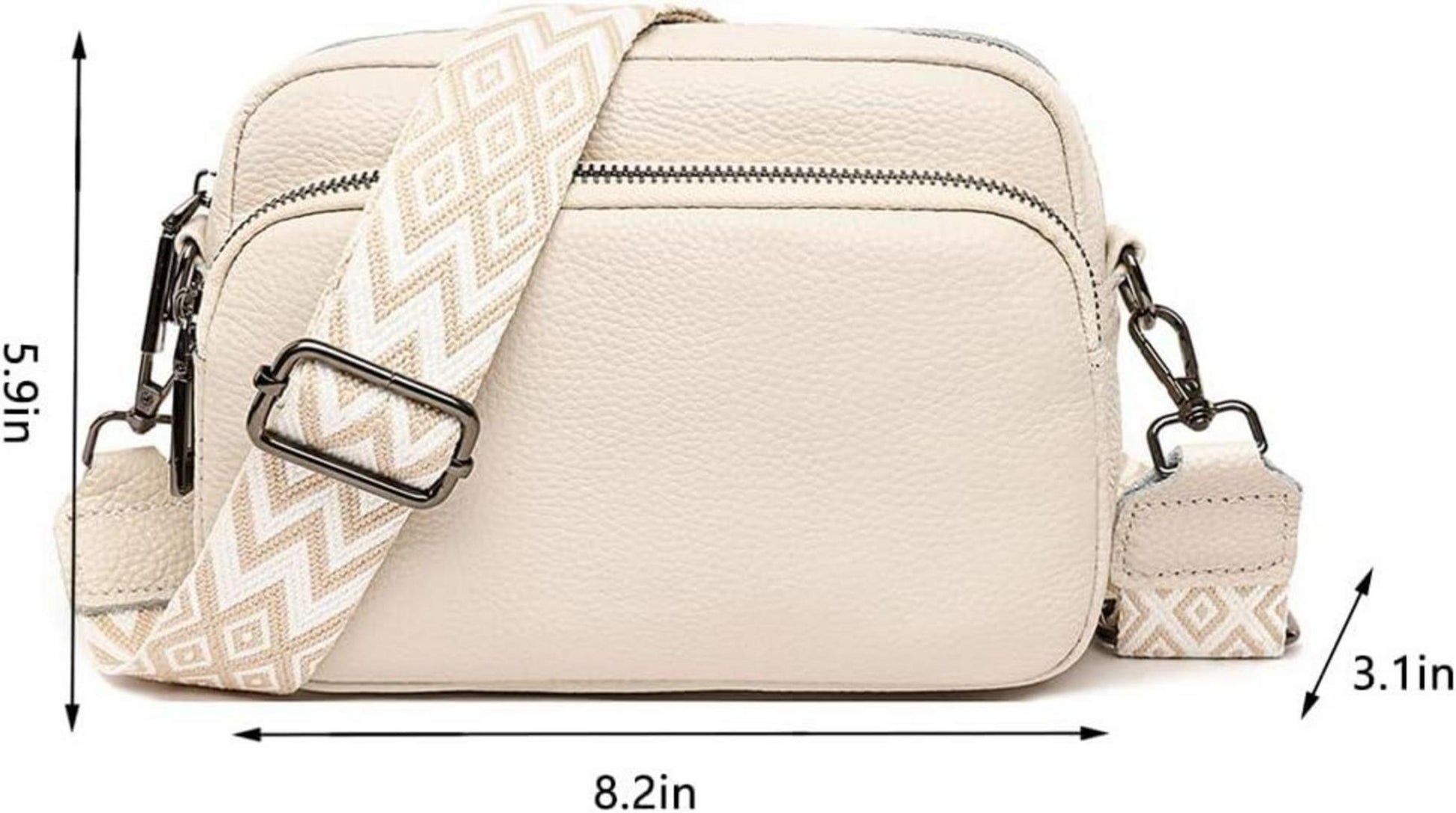 Damen Handy Umhängetasche Echtes Leder Crossbody Bag Schultergurt 3 Fächer