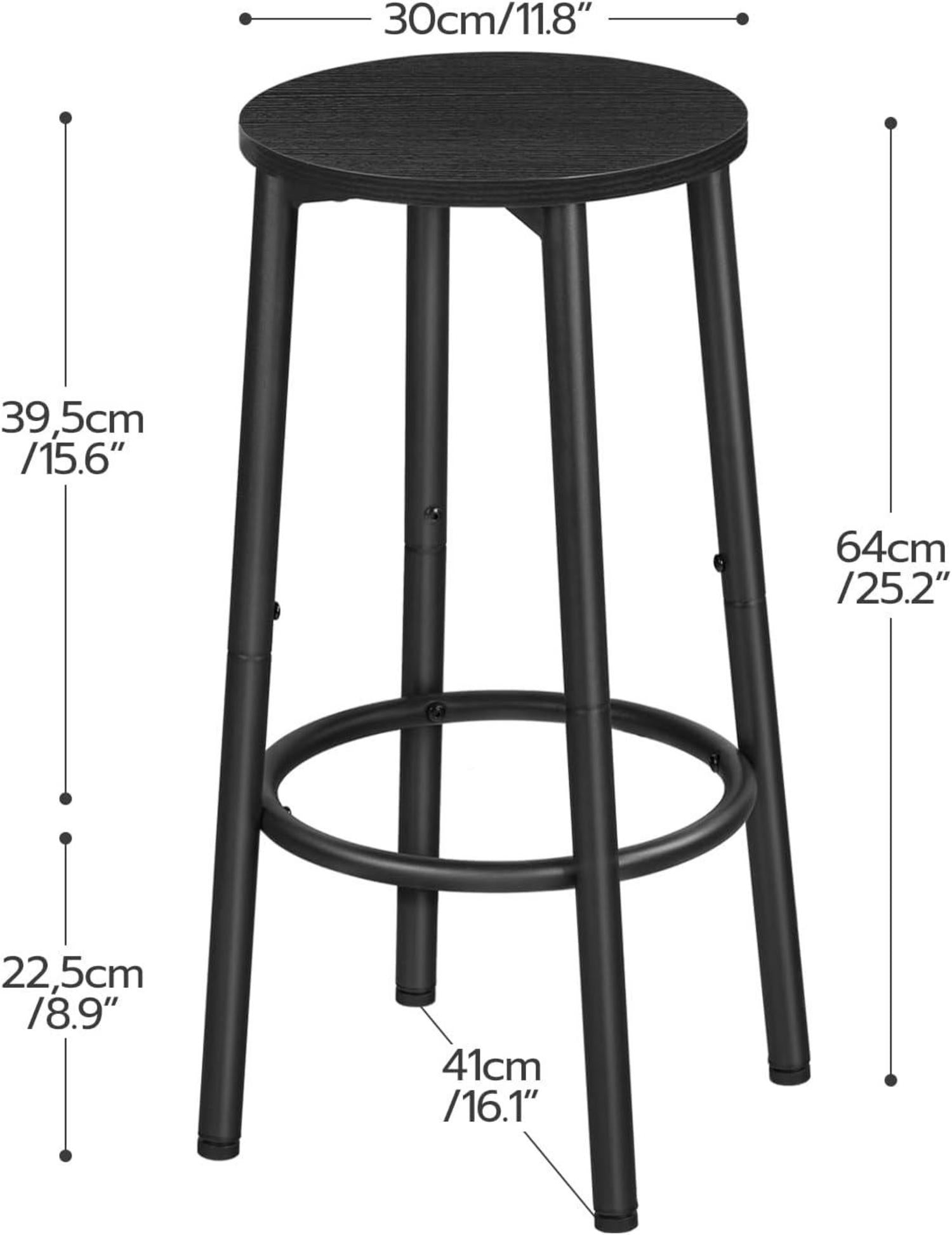 Barhocker 2er-Set, Industrieller Barstuhl, Stabiles Metallgestell