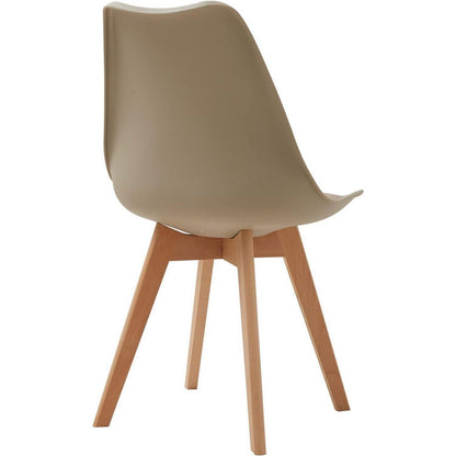 Esszimmerstuhl Set 8er – Massivholz, Abnehmbares Kissen Schwarz+Beige