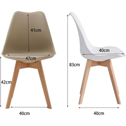 Esszimmerstuhl Set 8er – Weiß & Beige, Massivholzbeine