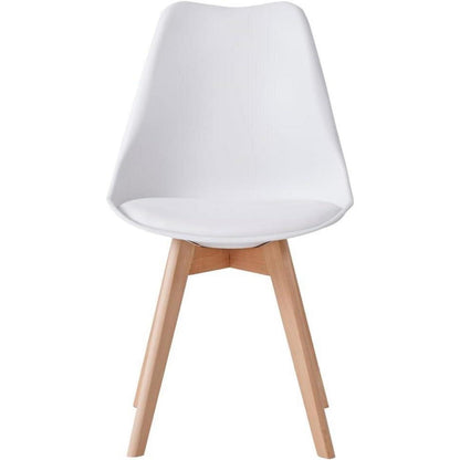 Esszimmerstuhl Set 8er – Weiß & Beige, Massivholzbeine