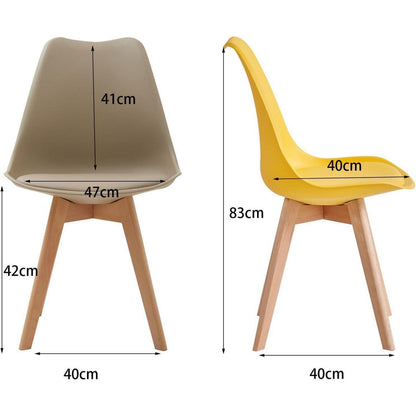 Esszimmerstuhl Set 8er – Massivholz, Abnehmbares Kissen, Beige