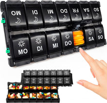 Wöchentliche Tablettenbox Schwarz 14 Fächer Am Pm Tablettenorganizer