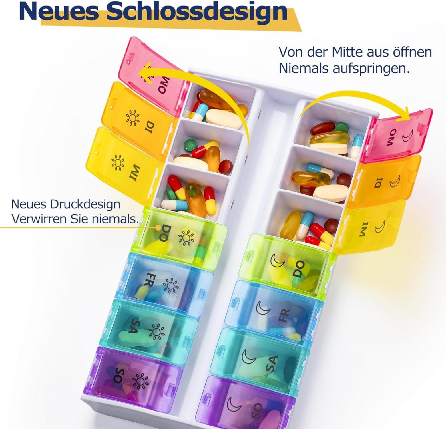 Tablettenbox 7 Tage Pillendose 2x täglich Medikamentenbox Organizer
