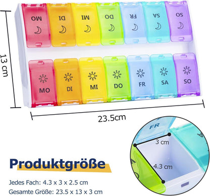 Medizin-Organizer 7 Tage pillenbox Fächer mit Scharnierdeckel Design