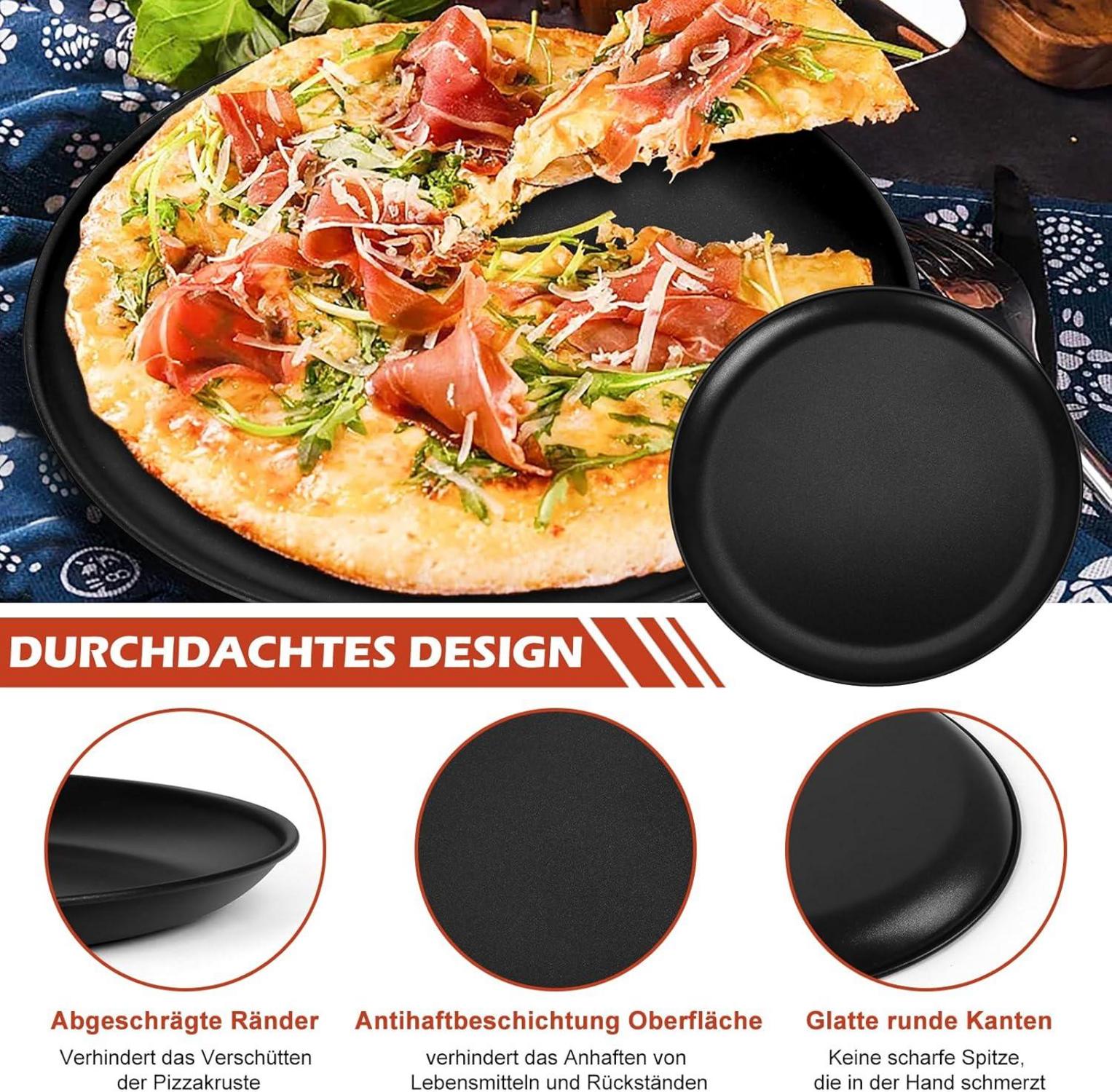 Pizzablech Set Edelstahl Antihaft 4er 30cm Rund Backblech Homikit