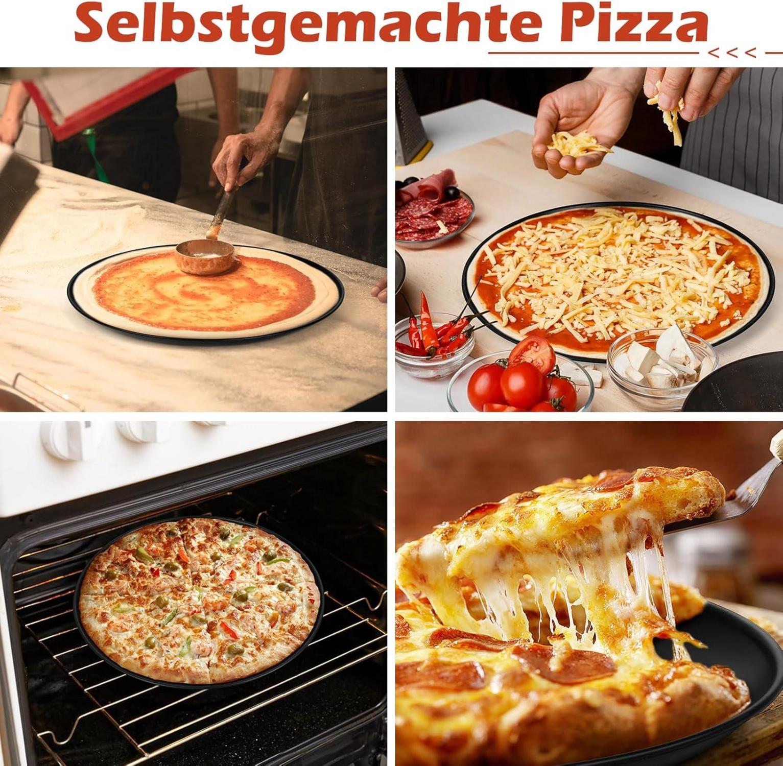 Homikit Pizzablech Set 4er 30cm Edelstahl Antihaftbeschichtet