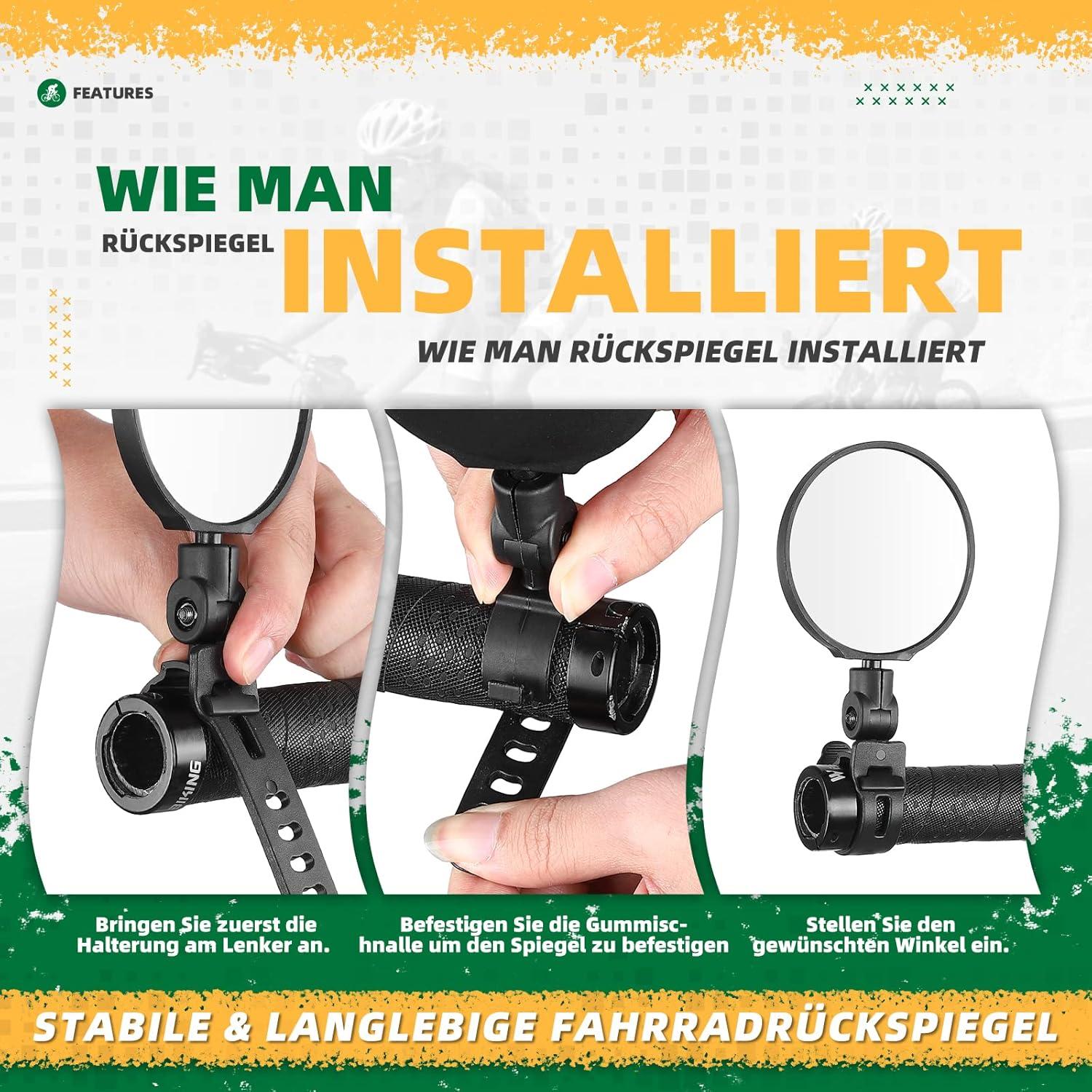 Fahrradspiegel 360° Drehbar Klappbar für Lenker 20-38mm MTB Rennrad (2