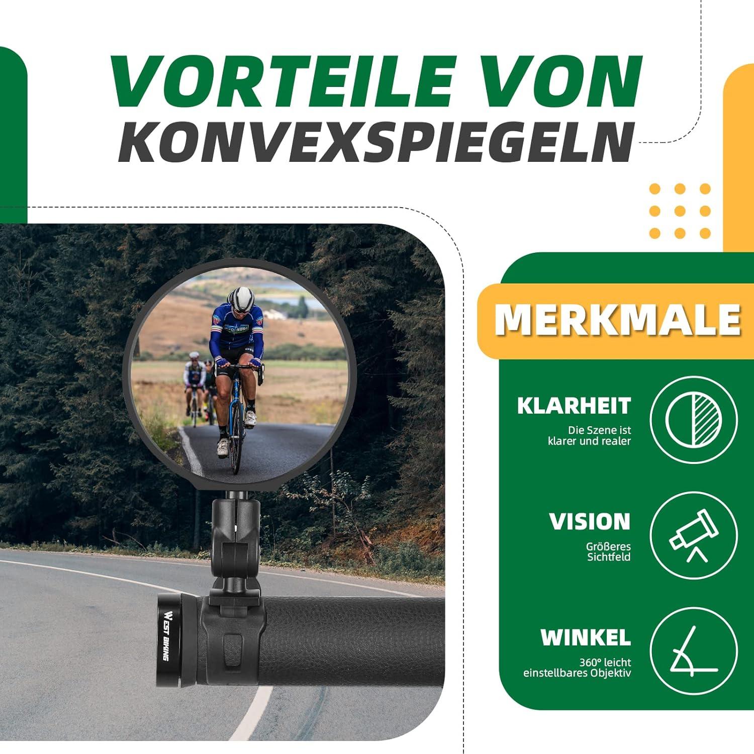 Fahrradspiegel Rückspiegel 360° Drehbar Lenker 20-38mm e-bike MTB Rennrad