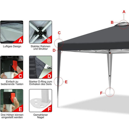 3x3m Pavillon mit 4 Seitenwänden – Robust & Wetterfest