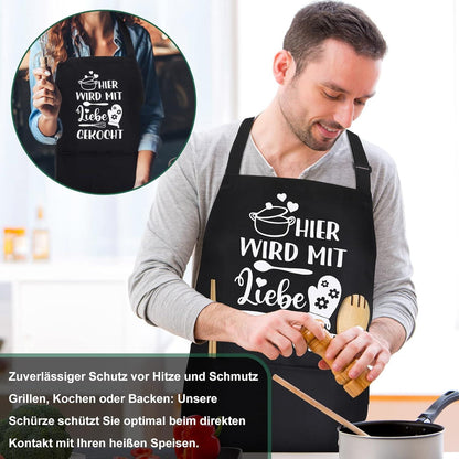 Lustige Grillschürze für Männer wasserdicht, verstellbar, mit Taschen