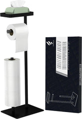 Toilettenpapierständer Edelstahl Schwarz Ablage, 3-Rollenhalter