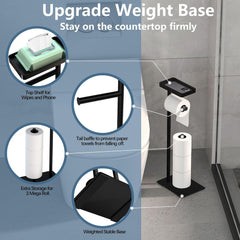 Toilettenpapierständer Edelstahl Schwarz Ablage, 3-Rollenhalter