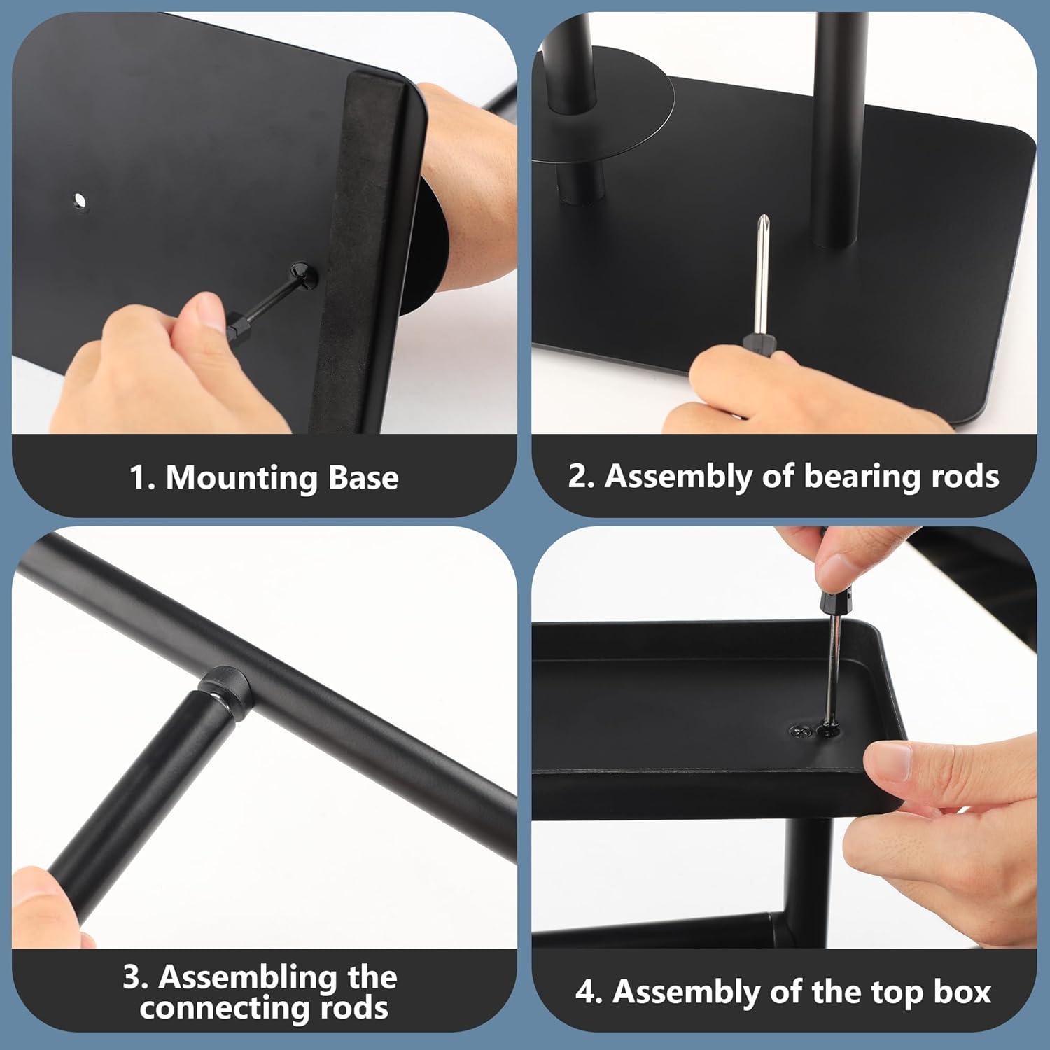 Toilettenpapierhalter Stehend Schwarz Edelstahl Ablage 3-in-1 Multifunktion