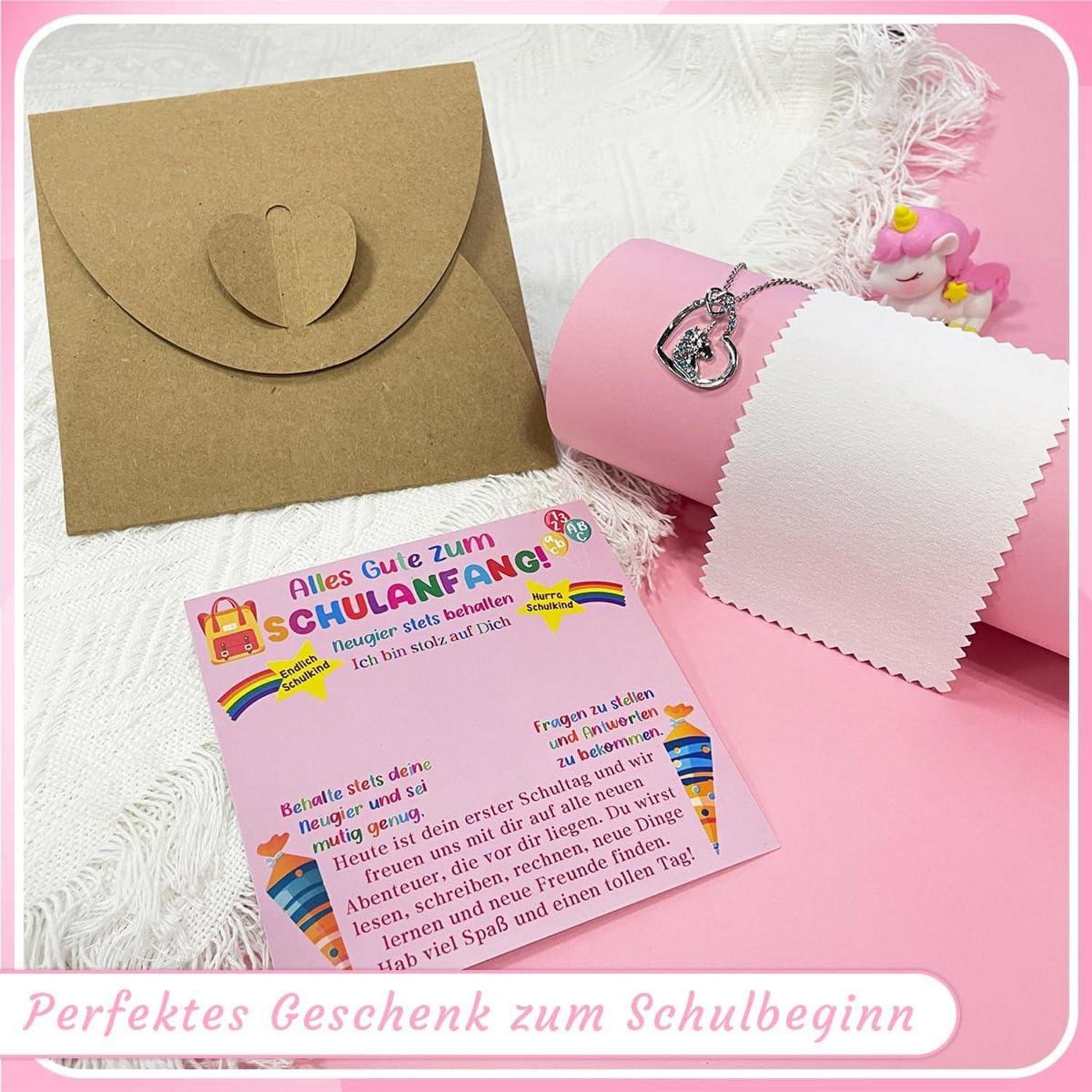 Einhorn Kette Mädchen Geschenke zur Einschulung mit Karte und
