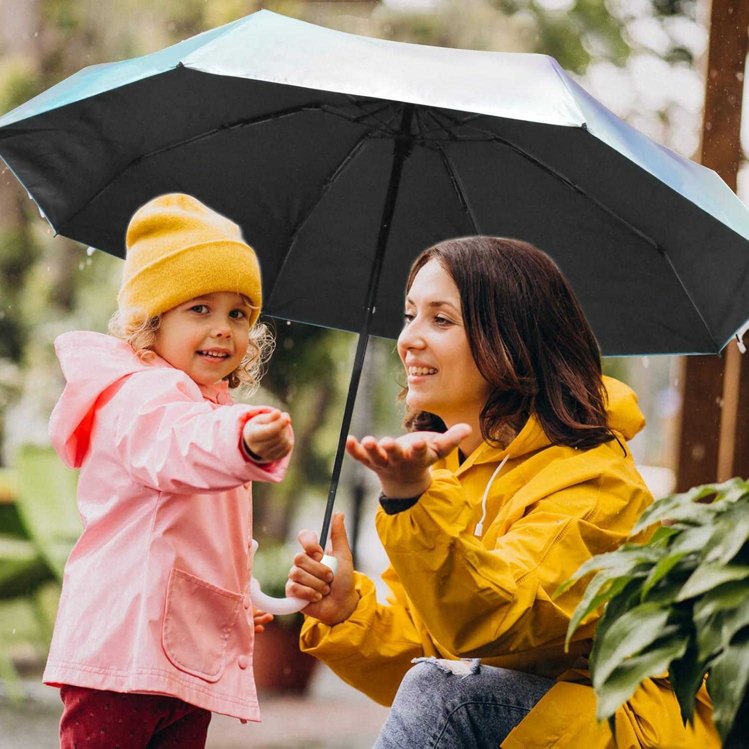 Vesaneae Kompakter Regenschirm UV-Schutz Wasserdicht 8 Rippen