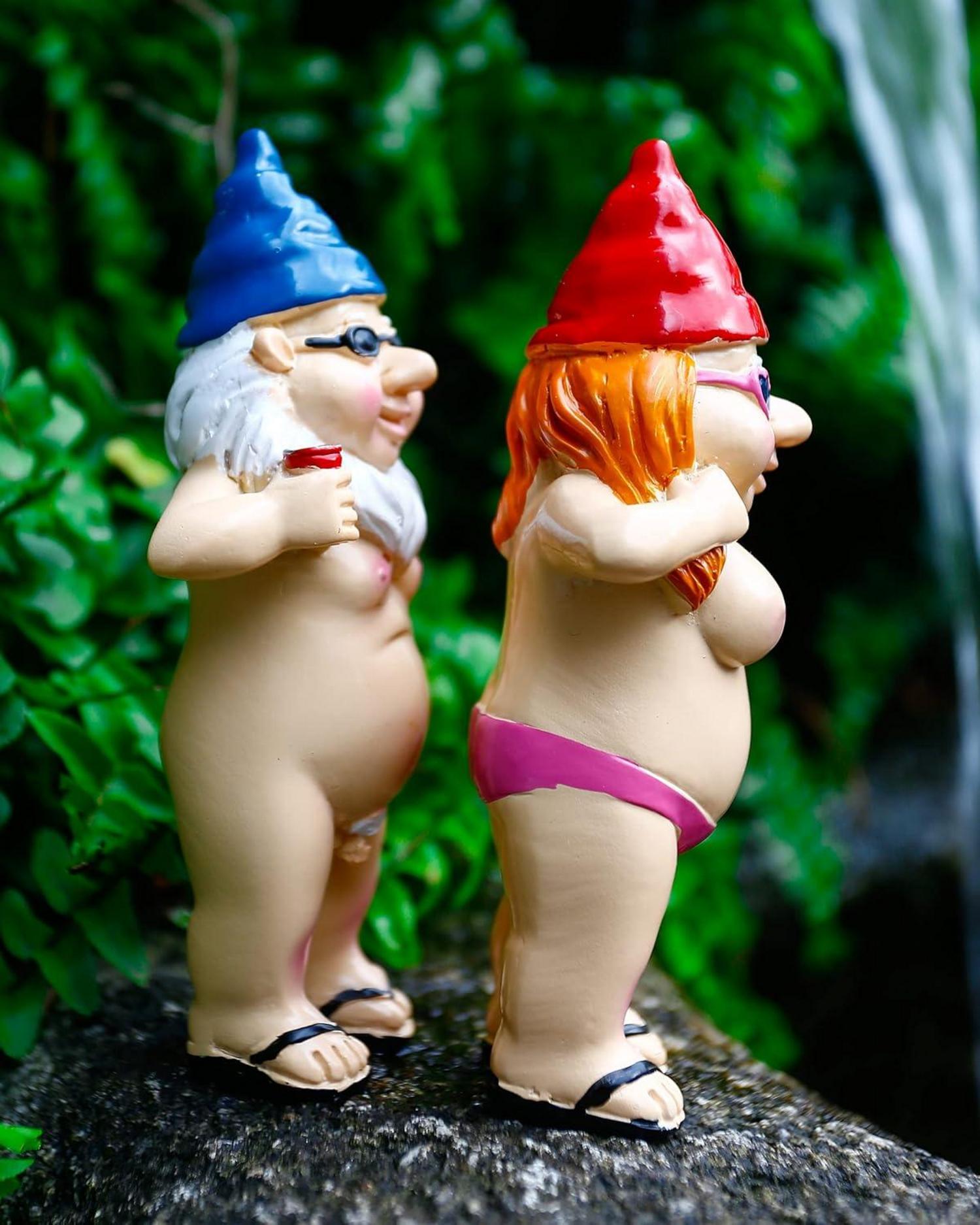 Gartenzwerge 2er Pack lustig Gartenfiguren Gnom Zwerg Geschenk Haus Deko