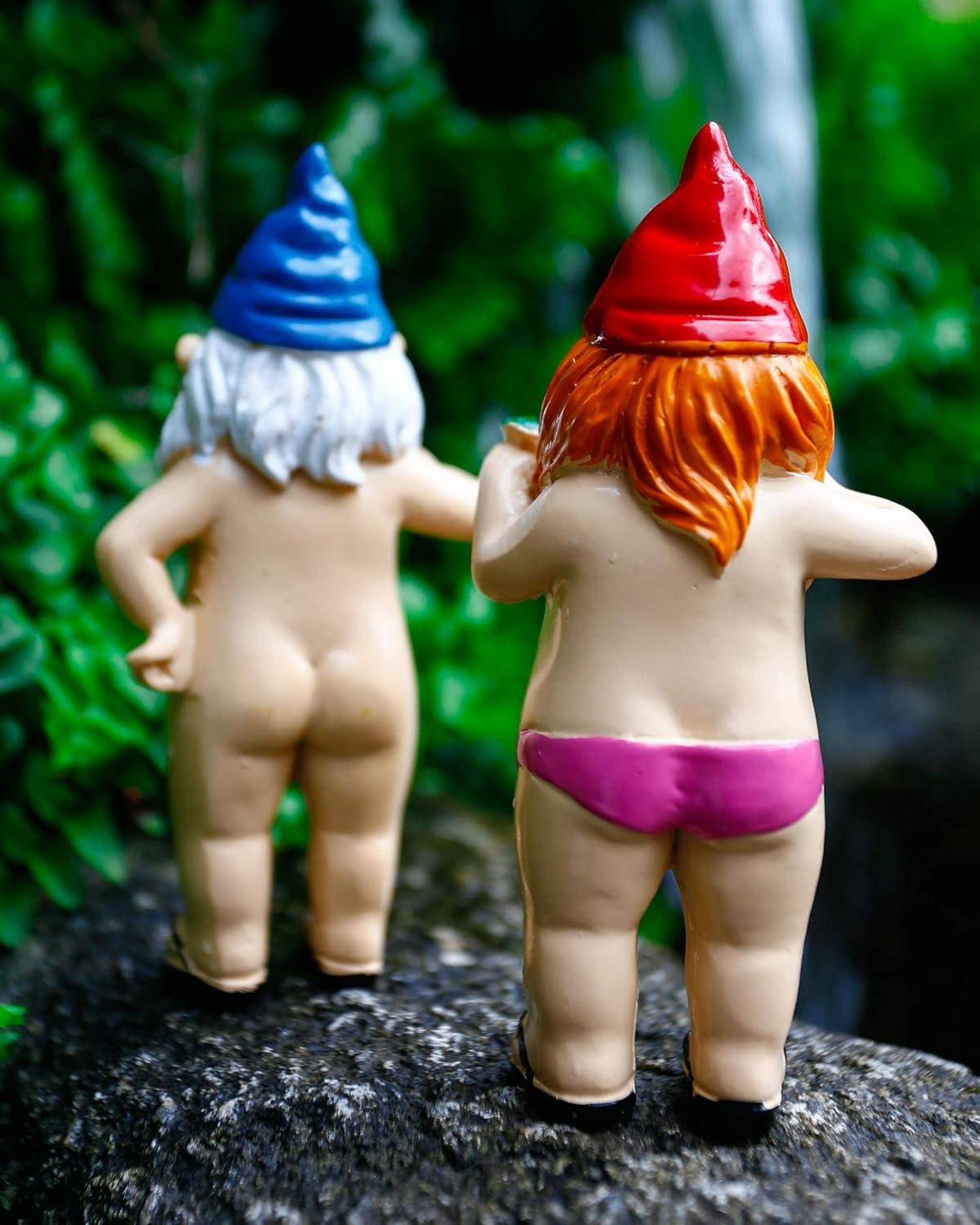 Zwerg Gartendeko lustig wetterfest Harz 12cm 2er Pack Außenfigur