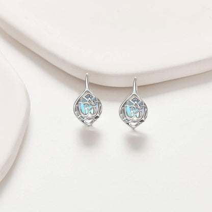 Lotus Blume Ohrringe Sterling Silber Mondstein Yoga Schmuck Frauen OM