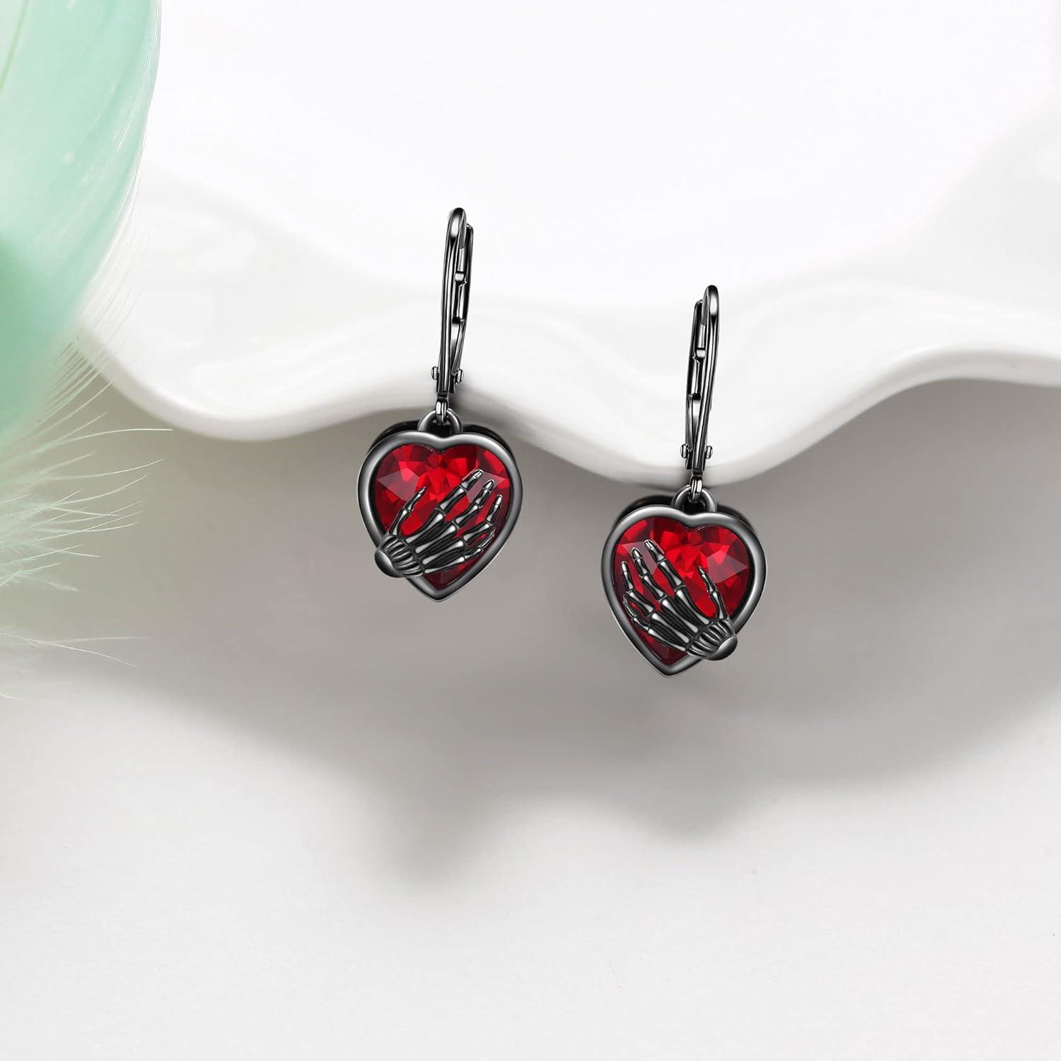 Totenkopf Skelett Ohrringe 925 Silber Leverback Halloween Geschenke Frauen