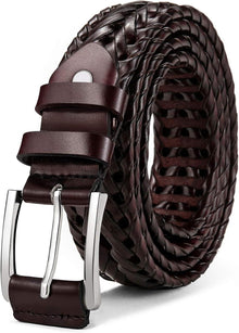 Geflochtener Ledergürtel für Herren, 35mm breit, Geschenkverpackt