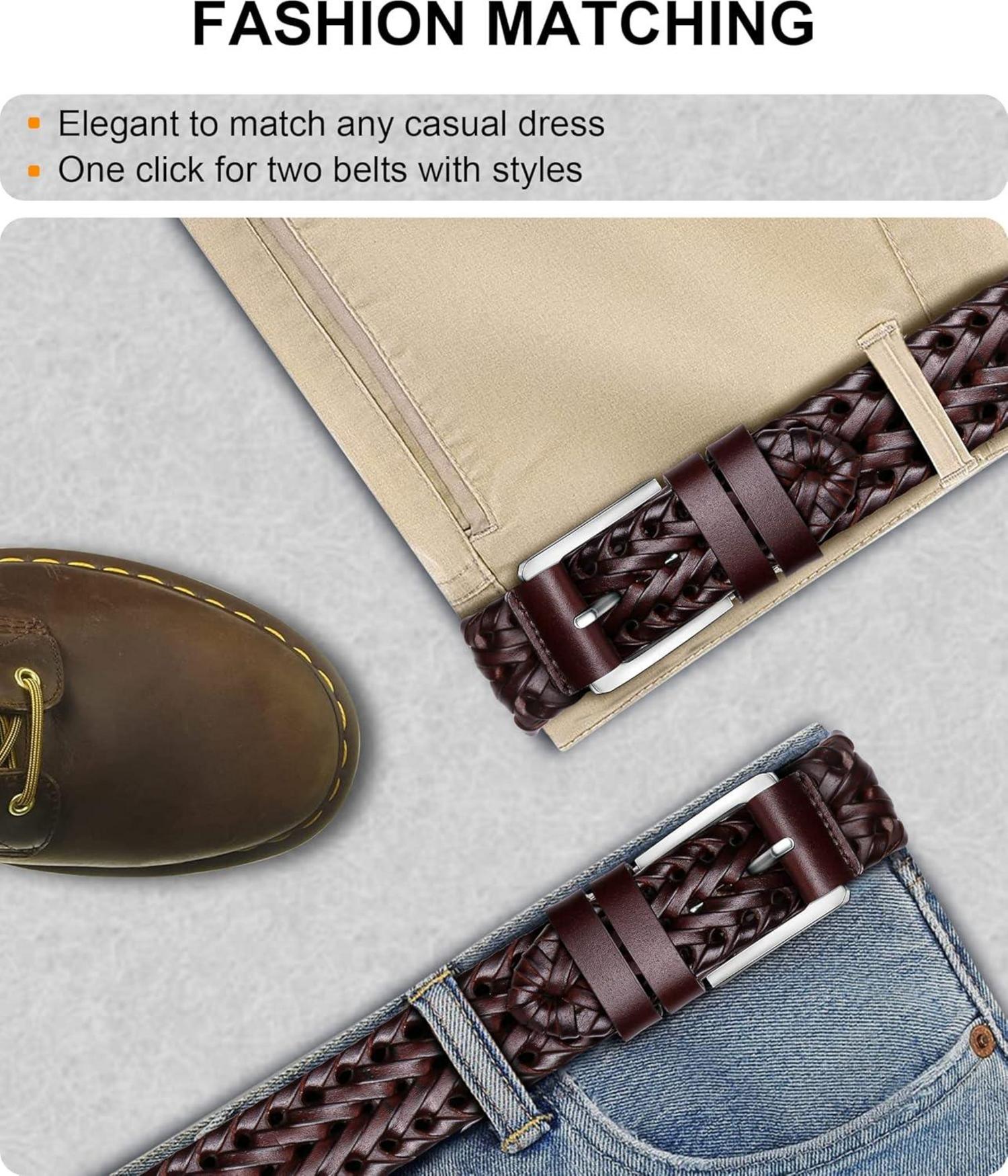 Geflochtener Ledergürtel für Herren 35mm Breit Taille verstellbar