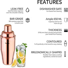 Velaze Cocktail Shaker Set 10-teilig Edelstahl Rosegold