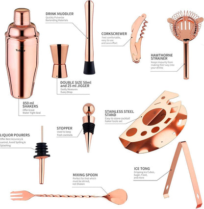 Cocktail Shaker Set Edelstahl 10-teilig Mixer Barkeeper Geschenk Für