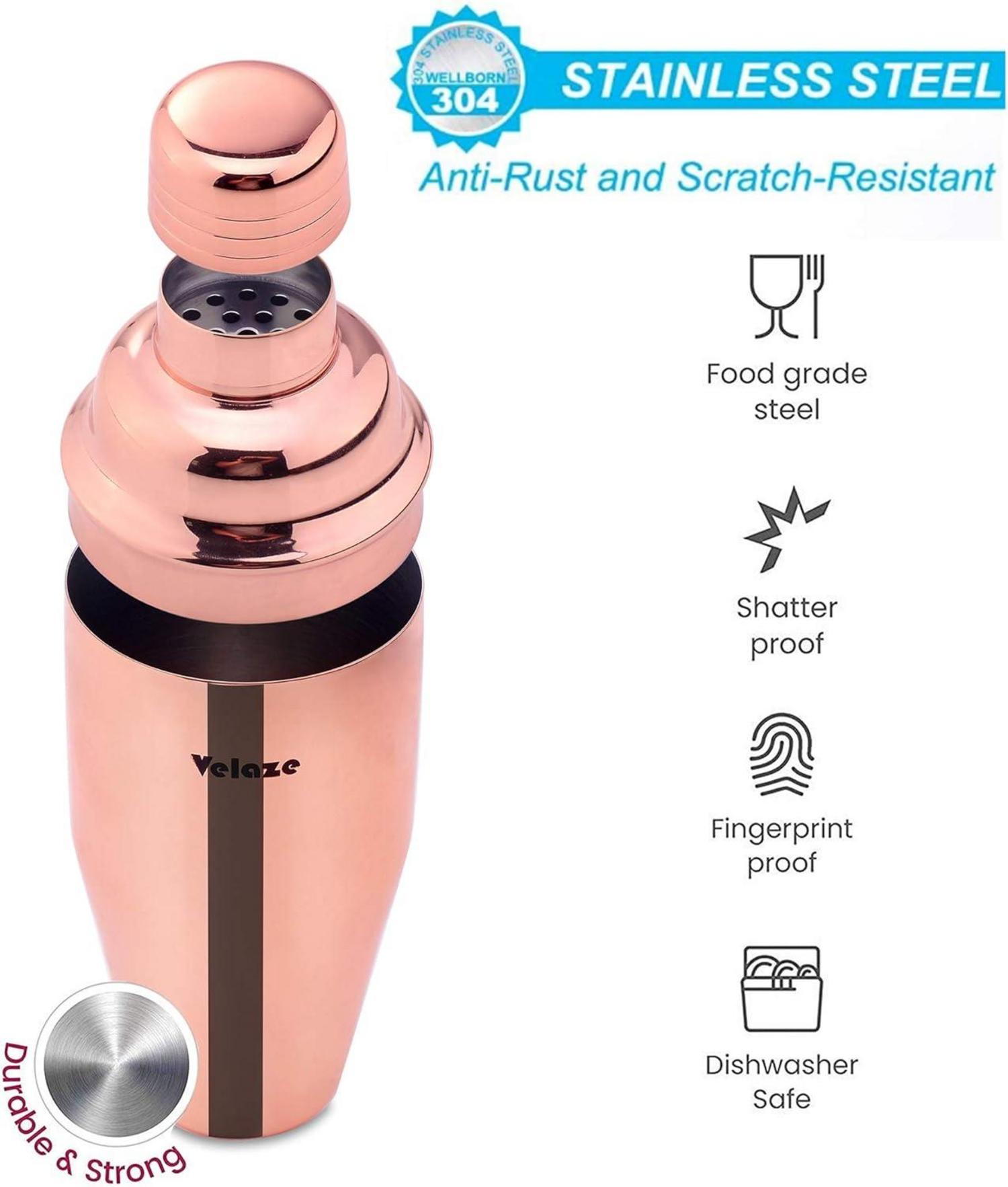 Velaze Cocktail Shaker Set 10tlg. Edelstahl Barkeeper Mixer Geschenk Partys