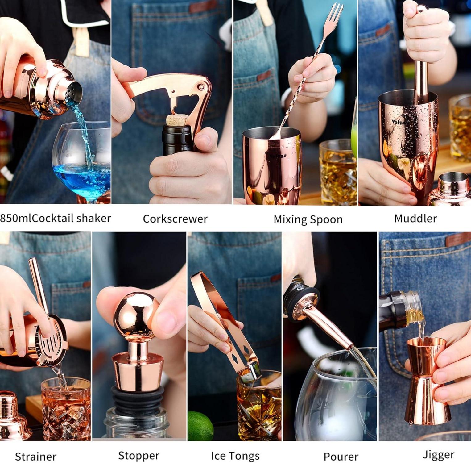 Cocktail Shaker Set Edelstahl Mixer Geschenk Barkeeper Zuhause