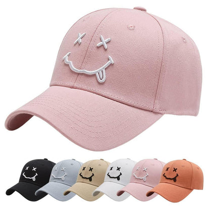 Gestickte Baseball Cap mit Lächeln – Rosa, Verstellbar