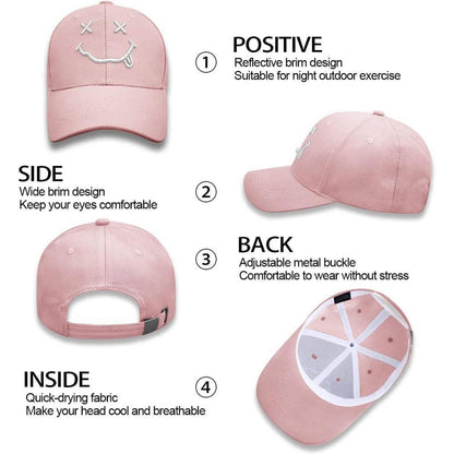 Gestickte Baseball Cap mit Lächeln – Rosa, Verstellbar