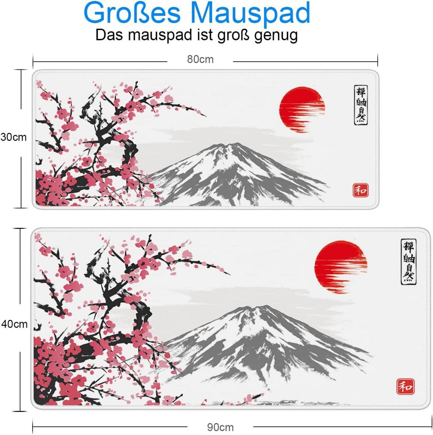 Großes Gaming Mauspad Sakura Weiß 900x400mm Anti-Rutsch & Wasserdicht
