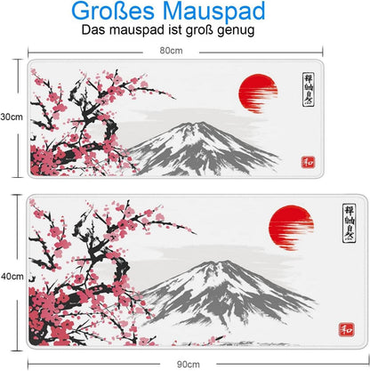 Großes Gaming Mauspad Sakura Weiß 900x400mm Anti-Rutsch & Wasserdicht