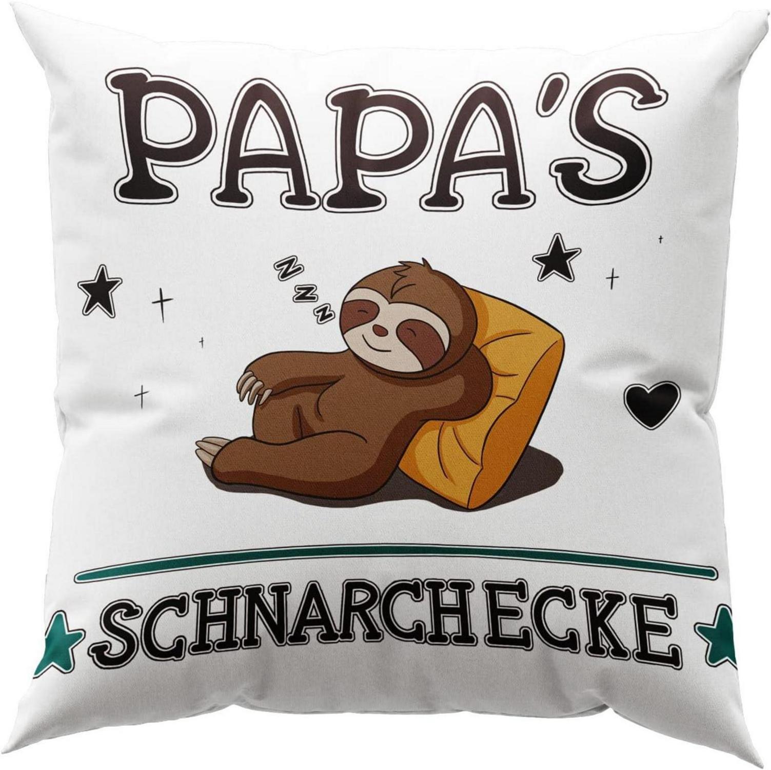 Papa Geschenk 45x45 cm Weiß Kissenbezug mit Taschen Faultier Muster