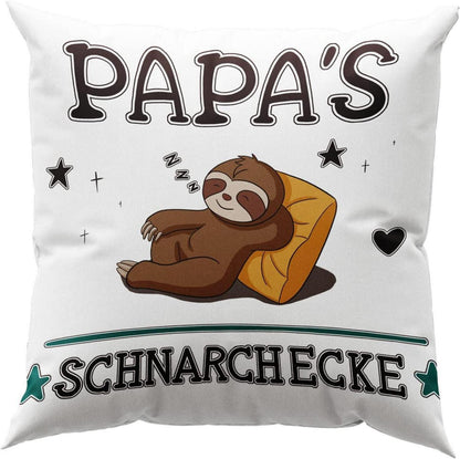 Papa Geschenk 45x45 cm Weiß Kissenbezug mit Taschen Faultier Muster