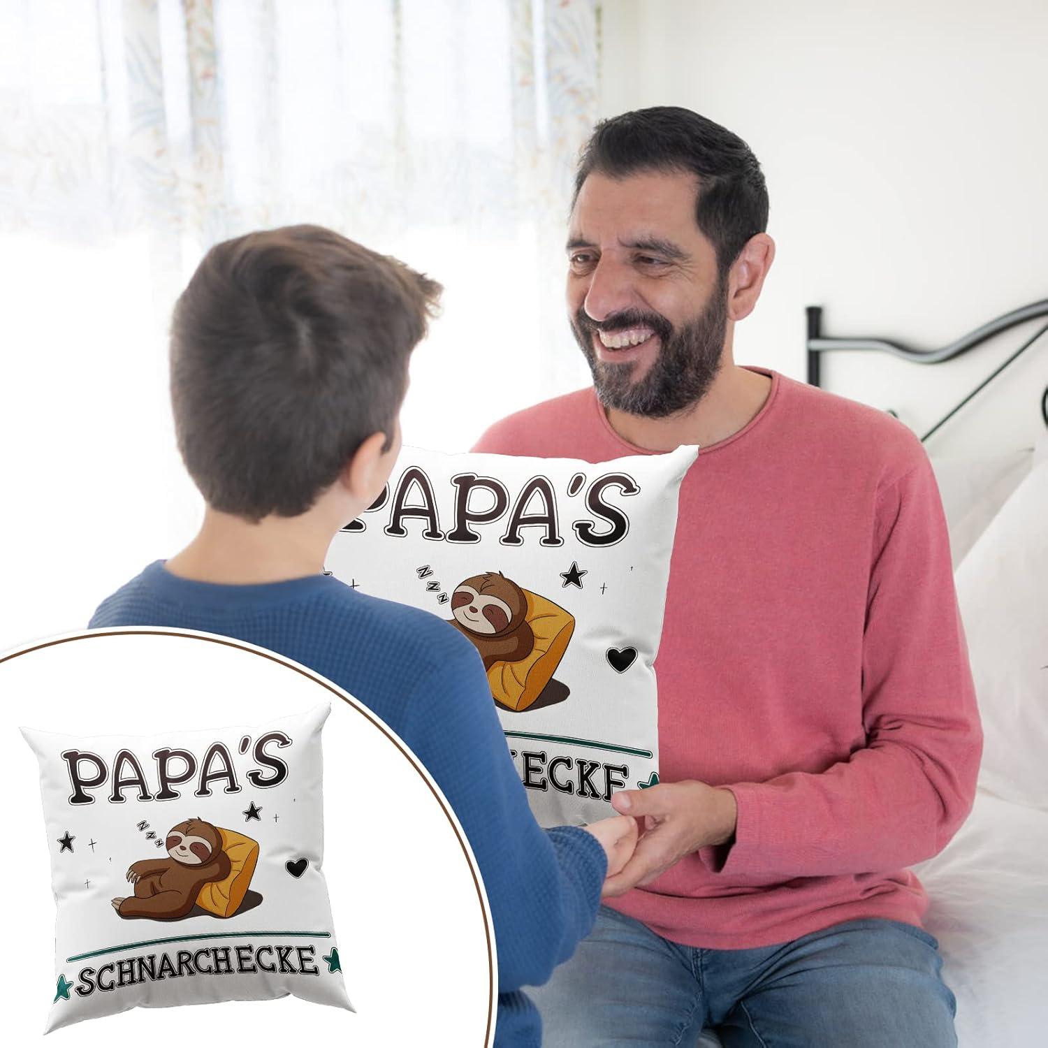 Weißer Kissenbezug Faultiermuster mit Taschen, 45x45 cm, Geschenk für Papa