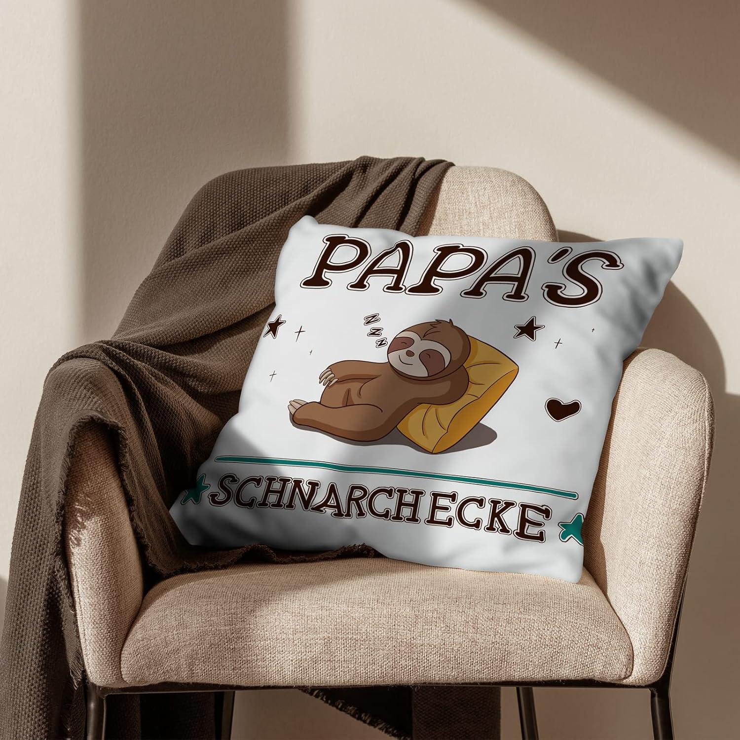 Weiß Kissenbezug Papa 45x45cm Geschenk Vatertag Weihnachten Faultier
