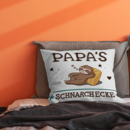 Papa Geschenk Weiß Kissenbezug 45x45 cm Vatertag Weihnachten Faultier Taschen