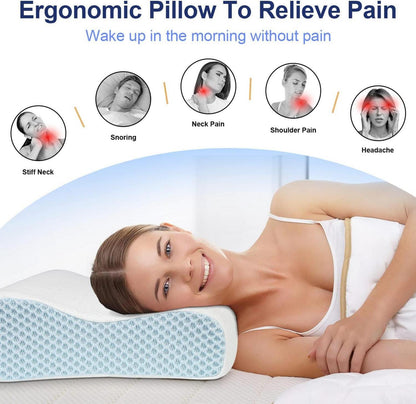 Memory-Schaum Kopfkissen mit Kissenbezügen, Orthopädisch & Ergonomisch