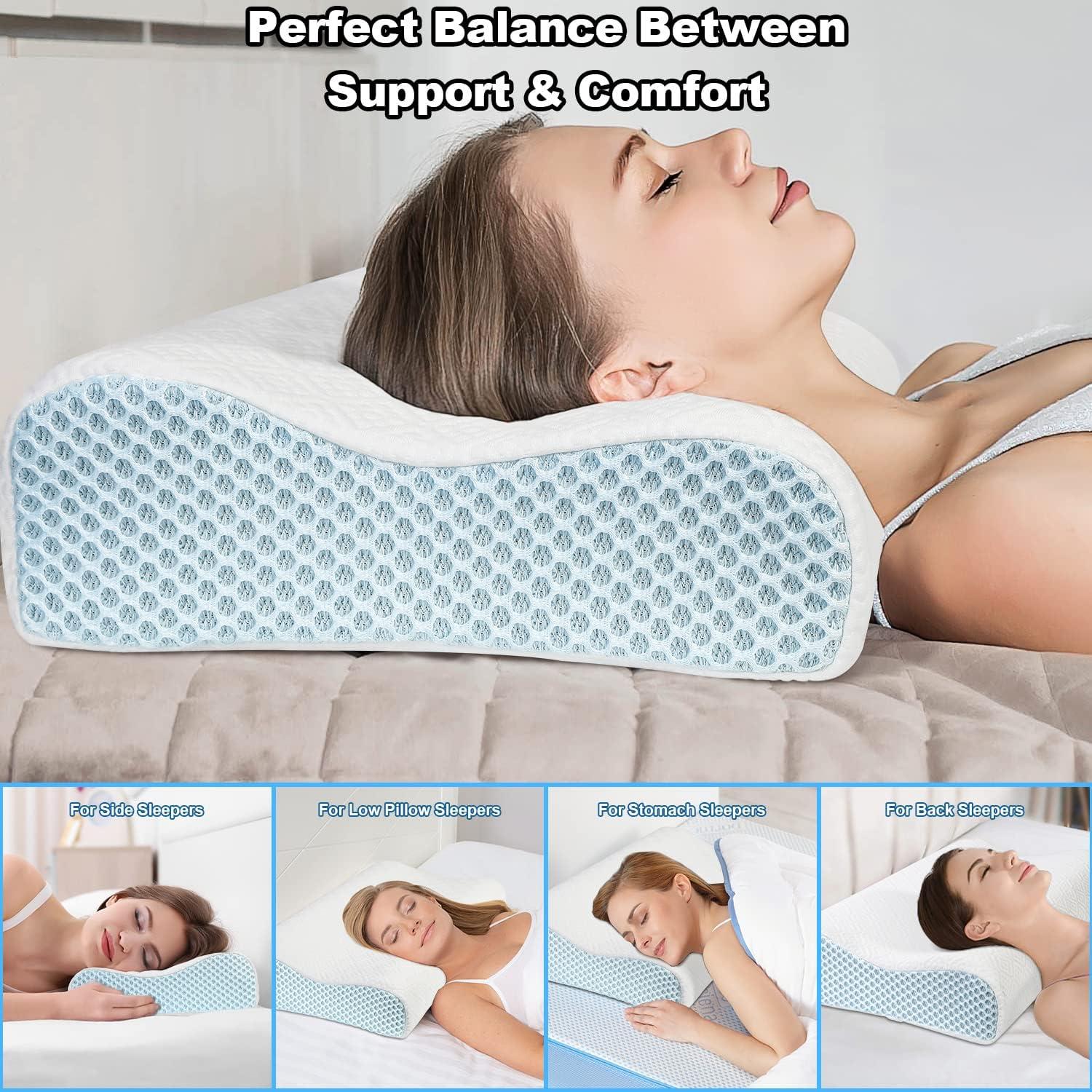 Memory-Schaum Kopfkissen mit 2 Kissenbezügen Orthopädisch Weiß 60*36cm
