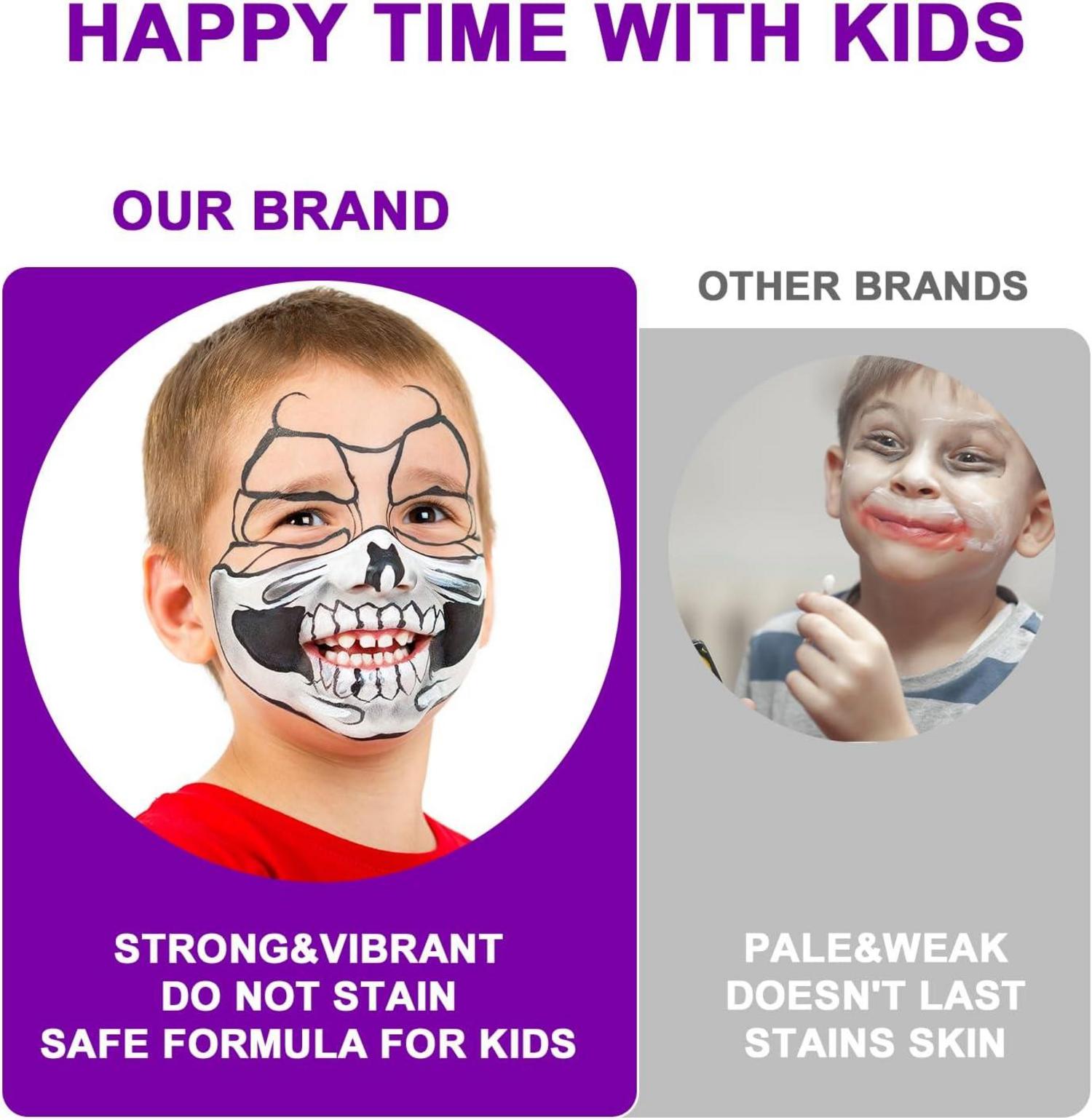Kinderschminke Set Wasserbasis Körperfarben Halloween Fasching Grau