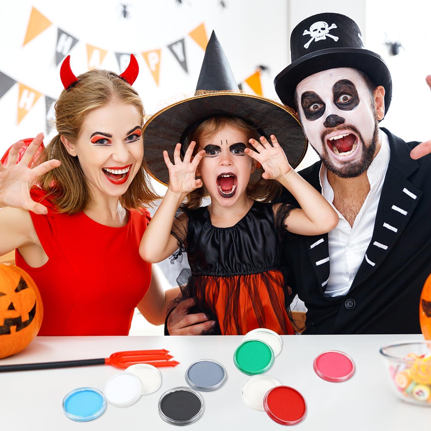 Kinderschminke Set 7 Farben Wasserbasis Körperfarben Paty Halloween Rot