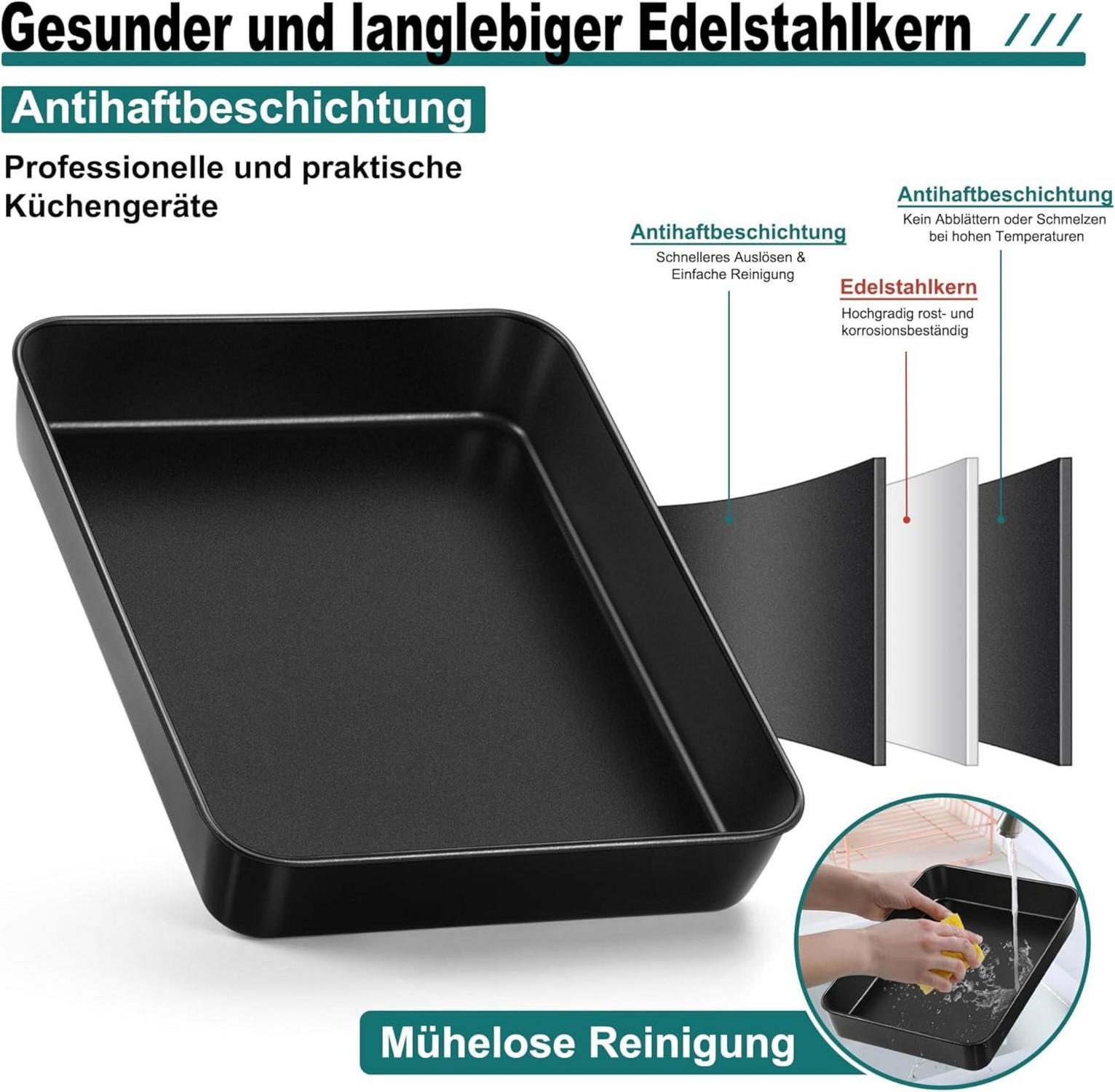 HaWare Antihaft Backblech Edelstahl Rechteckiges Kuchenform 26,5 x