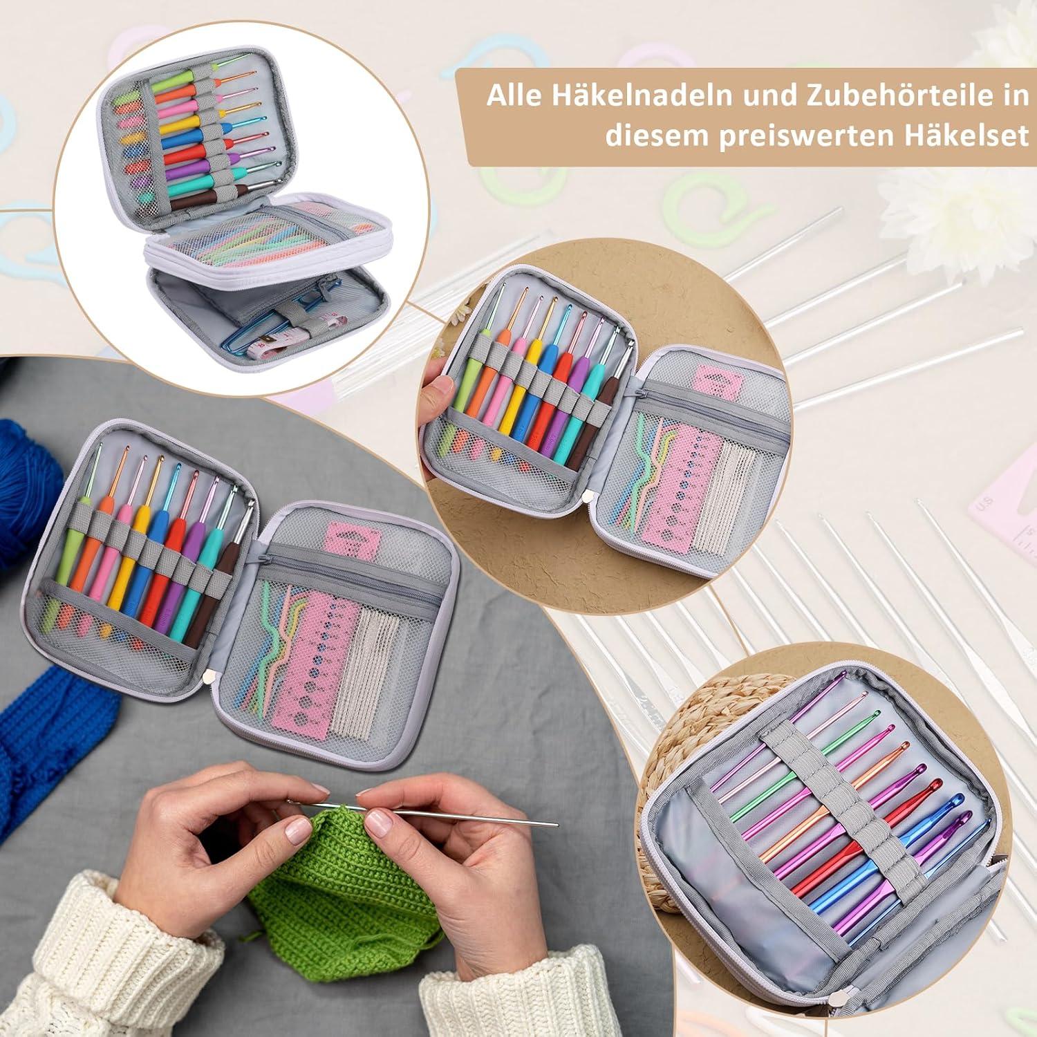 Häkelnadel Set 35 Nadeln 40 Marker 15 Nähnadeln Aufbewahrungstasche